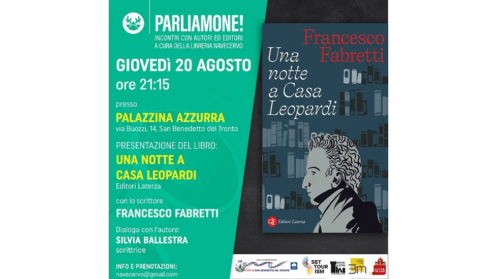 PARLIAMONE!, Francesco Fabretti presenta "UNA NOTTE A CASA LEOPARDI" in dialogo con Silvia Ballestra