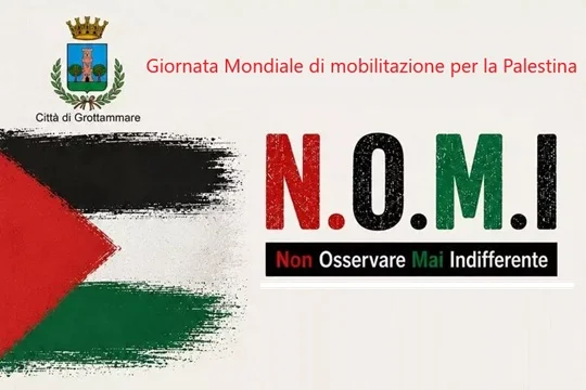 Giornata per la Palestina: sabato 10 ottobre bandiera dalle Logge dell’Arancio e camminata fino in centro a cura del movimento NOMI-Non Osservare Mai Indifferente