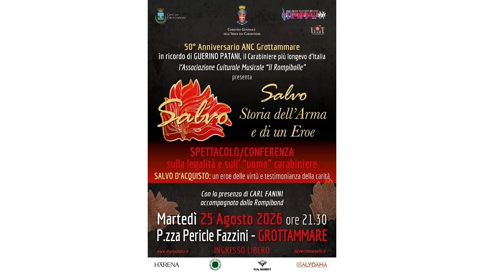 Grottammare tra musica e legalità: l’associazione “Il Rompibolle” porta in scena “Salvo, storia dell’Arma e di un Eroe”