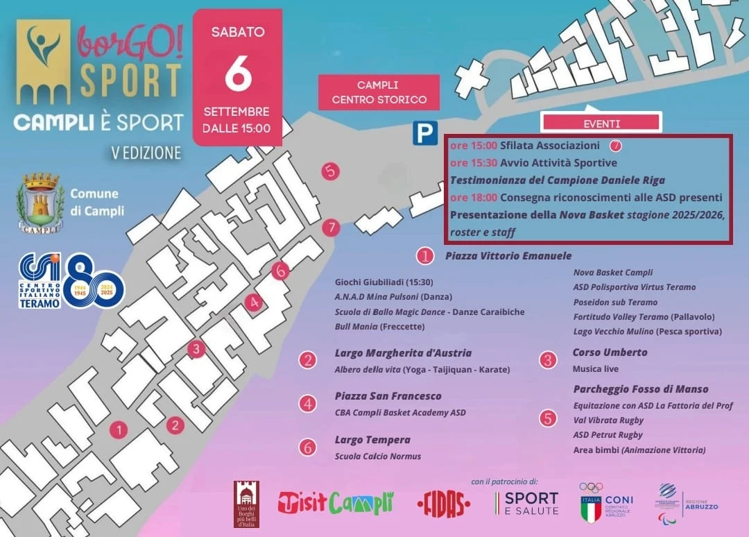 Campli si prepara alla quinta edizione di “BorGO! Sport – Campli è Sport”