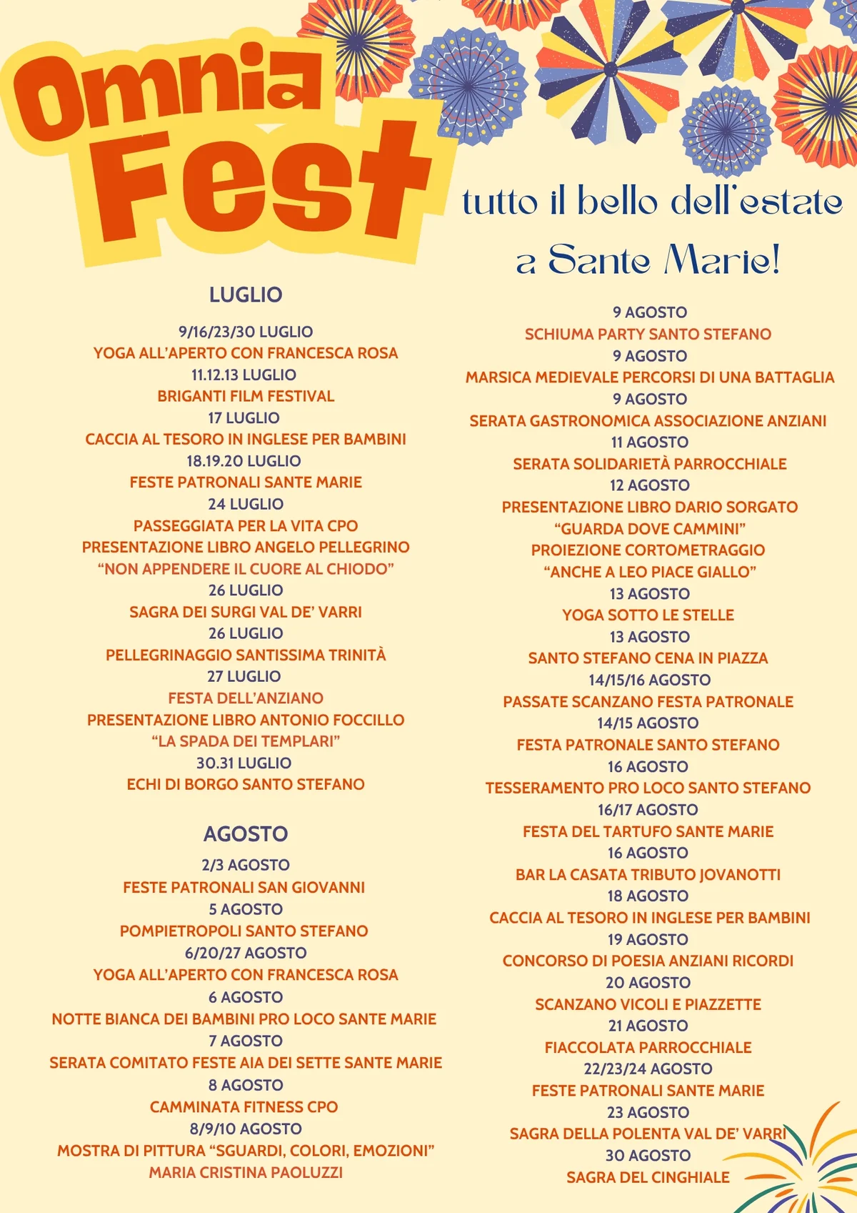 Torna a Sante Marie l’Omnia Fest: 50 eventi per un’estate tra cultura, sport, tradizioni ed enogastronomia