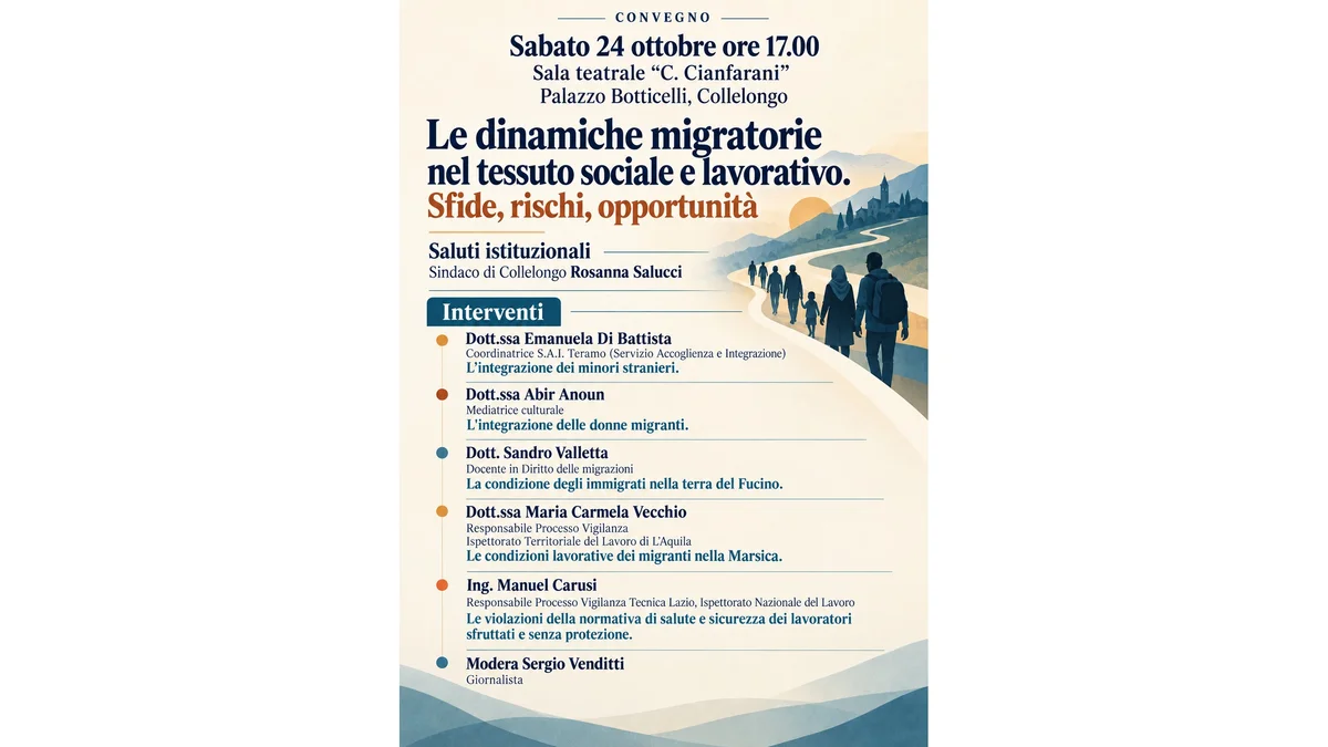A Collelongo un convegno sulle dinamiche migratorie nel tessuto sociale e lavorativo: sfide, rischi, opportunità