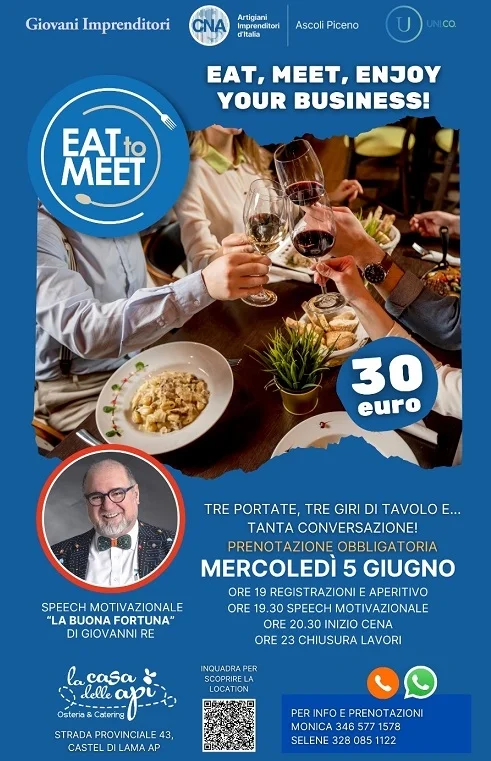 Eat to Meet, i giovani imprenditori CNA Ascoli Piceno a tavola per conoscersi e fare rete