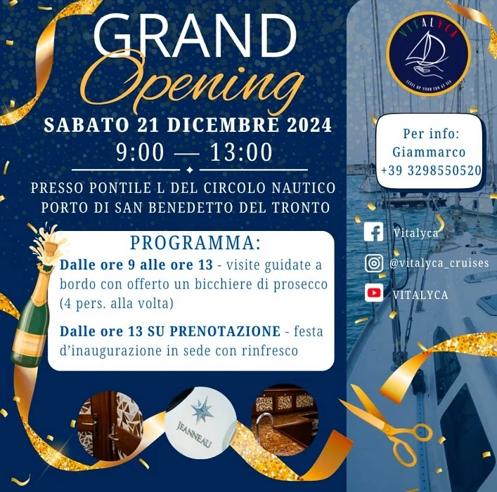 Sabato 21 dicembre inaugurazione della barca a vela Vitalyca