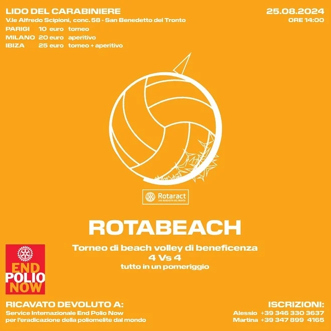 Torna il RotaBeach, il torneo di beach volley di beneficenza del Rotaract Club di San Benedetto del Tronto