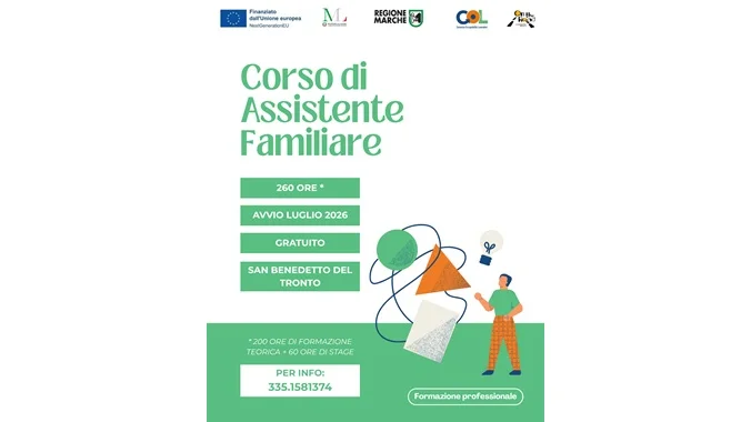 Assistente Familiare: al via a luglio a San Benedetto del Tronto un corso gratuito con qualifica professionale organizzato dalla Cooperativa On the Road