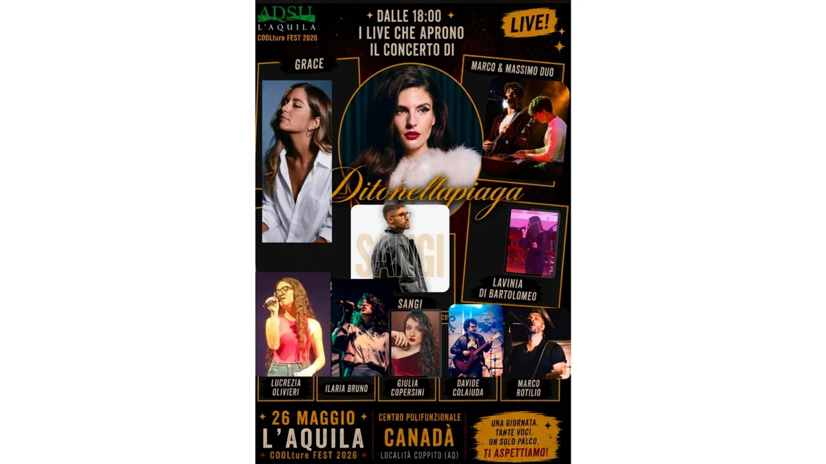 ADSU L’AQUILA, AL VIA “MULTIVERSO CANADÀ”: GLI ARTISTI EMERGENTI LOCALI APRONO IL LIVE GRATUITO DI DITONELLAPIAGA