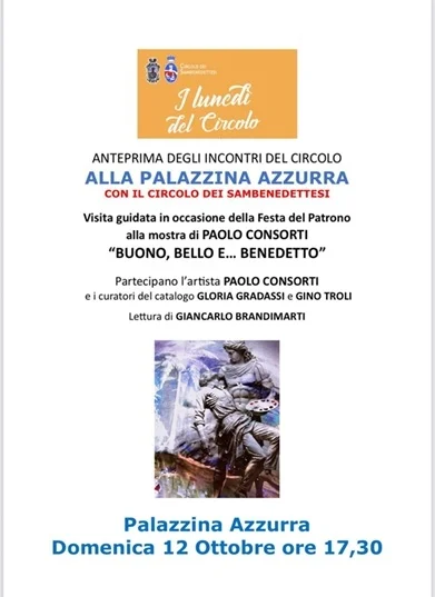 Presso la Palazzina Azzurra domenica 12 ottobre visita guidata gratuita della mostra BUONO ,BELLO E...BENEDETTO