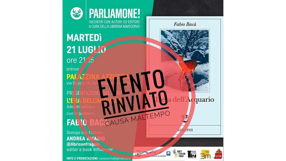  Causa maltempo rinviata la presentazione del libro “L’era dell’Acquario” con Fabio Bacà