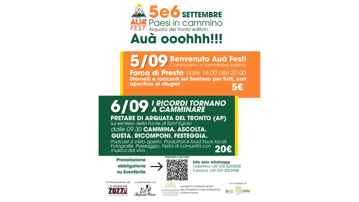 Auà FEST ad Arquata del Tronto: il 5 e 6 settembre paesi, sentieri e storie si rimettono in cammino