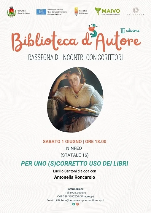 Tutto pronto per la terza edizione della rassegna “Biblioteca d’Autore” che si terrà presso il Ninfeo di Cupra Marittima