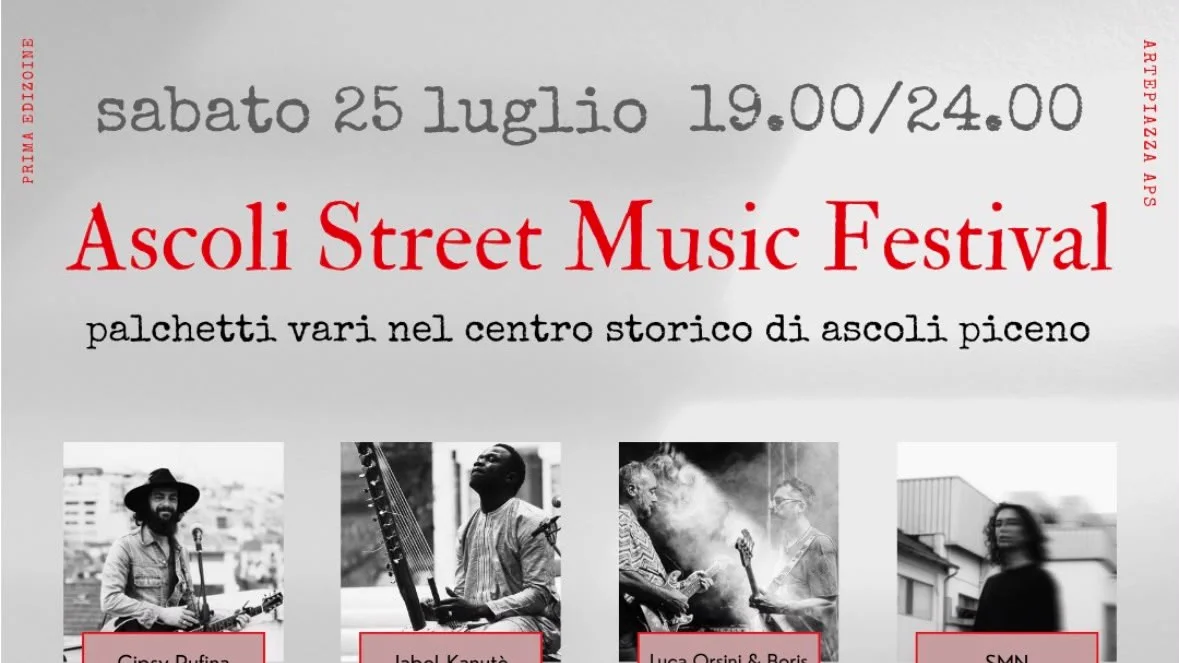 Sabato 25 luglio la prima edizione dell'Ascoli Street Music Festival: musica dal vivo nel cuore della città