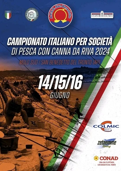 L'Apsd San Benedetto Colmic organizza l'edizione 2024 dei campionati italiani a squadre di pesca sportiva specialità canna da riva