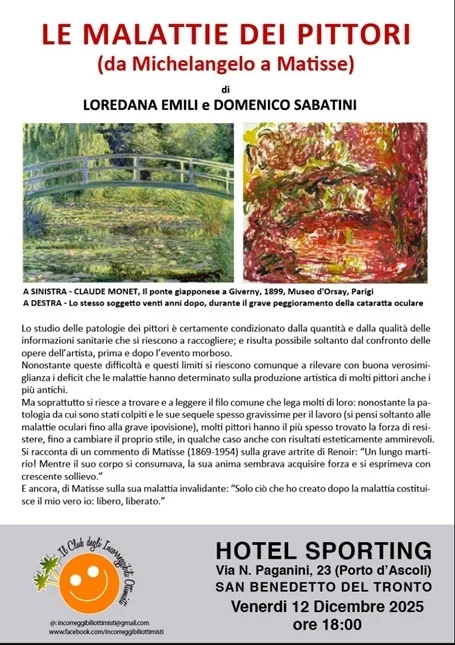 LOREDANA EMILI e DOMENICO SABATINI presentano "LE MALATTIE DEI PITTORI (da Michelangelo a Matisse)"
