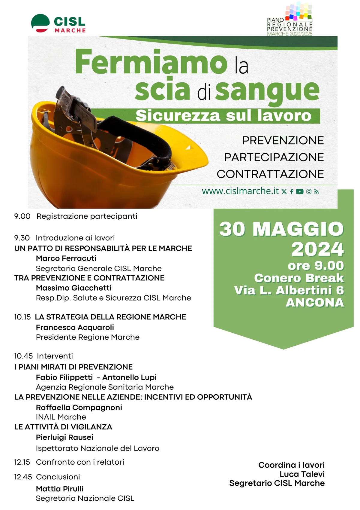 “Fermiamo la scia di sangue nelle Marche: prevenzione, partecipazione, contrattazione"