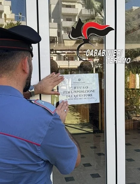 Alba Adriatica, sospeso temporaneamente un esercizio pubblico sul lungomare Marconi per motivi di ordine e sicurezza pubblica