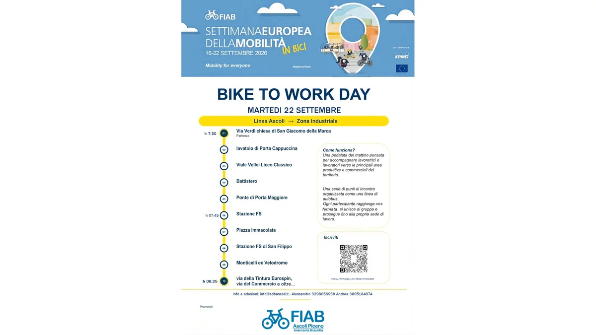 “LA STRADA PER TUTTI”: FIAB ASCOLI CELEBRA LA SETTIMANA EUROPEA DELLA MOBILITÀ 2026