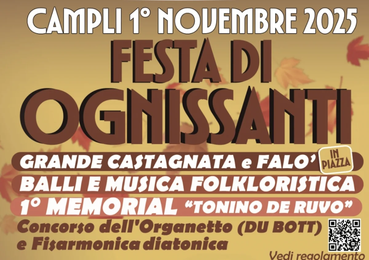 A Campli il 1° novembre “Grande Festa di Ognissanti” tra tradizione, gusto e musica popolare