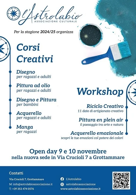 l'Associazione Culturale l'Astrolabio apre la nuova sede a Grottammare e organizza l'Open Day della stagione creativa 2024/25