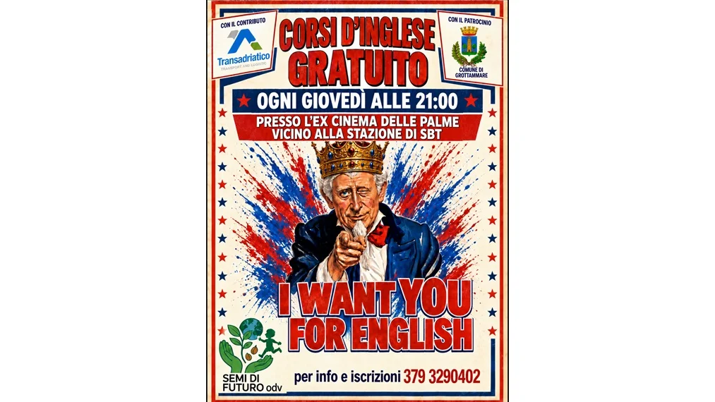 SEMI DI FUTURO ODV PRESENTA "I WANT YOU FOR ENGLISH": CORSI D'INGLESE GRATUITI AL CINEMA DELLE PALME