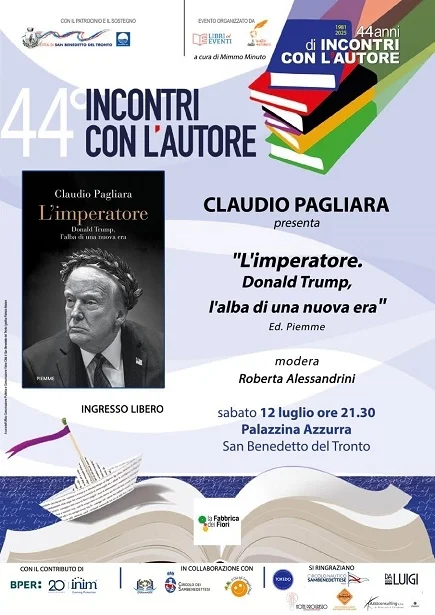 Claudio Pagliara presenta il libro su Donald Trump alla Palazzina Azzurra di San Benedetto