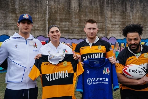 Macron e la Federazione Italiana Rugby insieme per il progetto "Rugby Oltre le Sbarre": una delegazione Azzurra in visita al Giallo Dozza Bologna Rugby