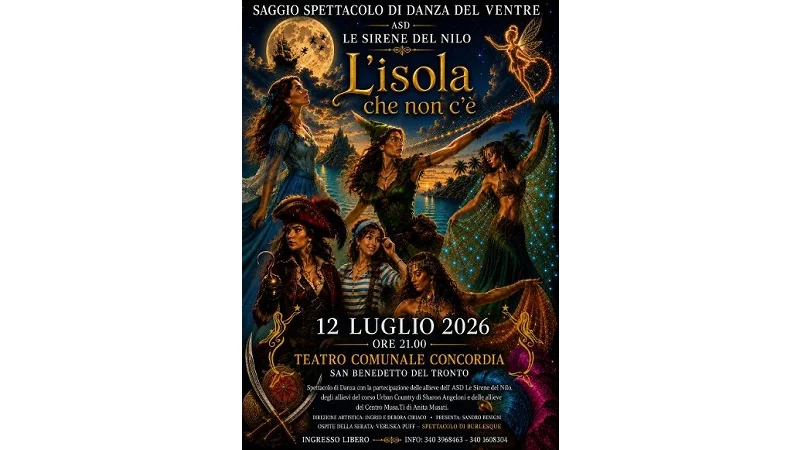 Domenica 12 luglio al teatro comunale Concordia di San Benedetto andrà in scena “L’Isola che non c’è”
