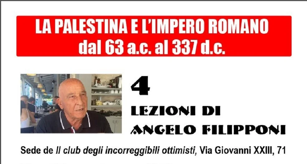 4 lezioni del Prof. Angelo Filipponi su Palestina e Impero Romano