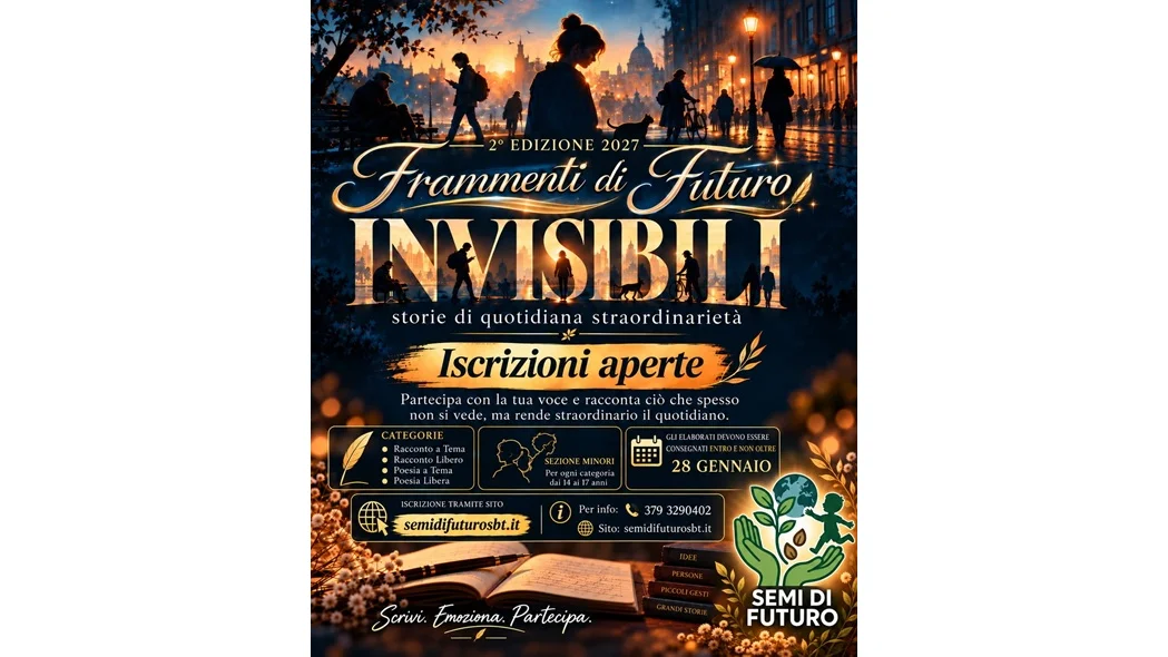 "Frammenti di Futuro – Invisibili": aperte le iscrizioni alla 2ª edizione del concorso letterario di Semi di Futuro ODV
