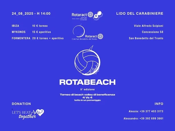 Torna RotaBeach, il torneo di beach volley di beneficenza del Rotaract Club di San Benedetto del Tronto