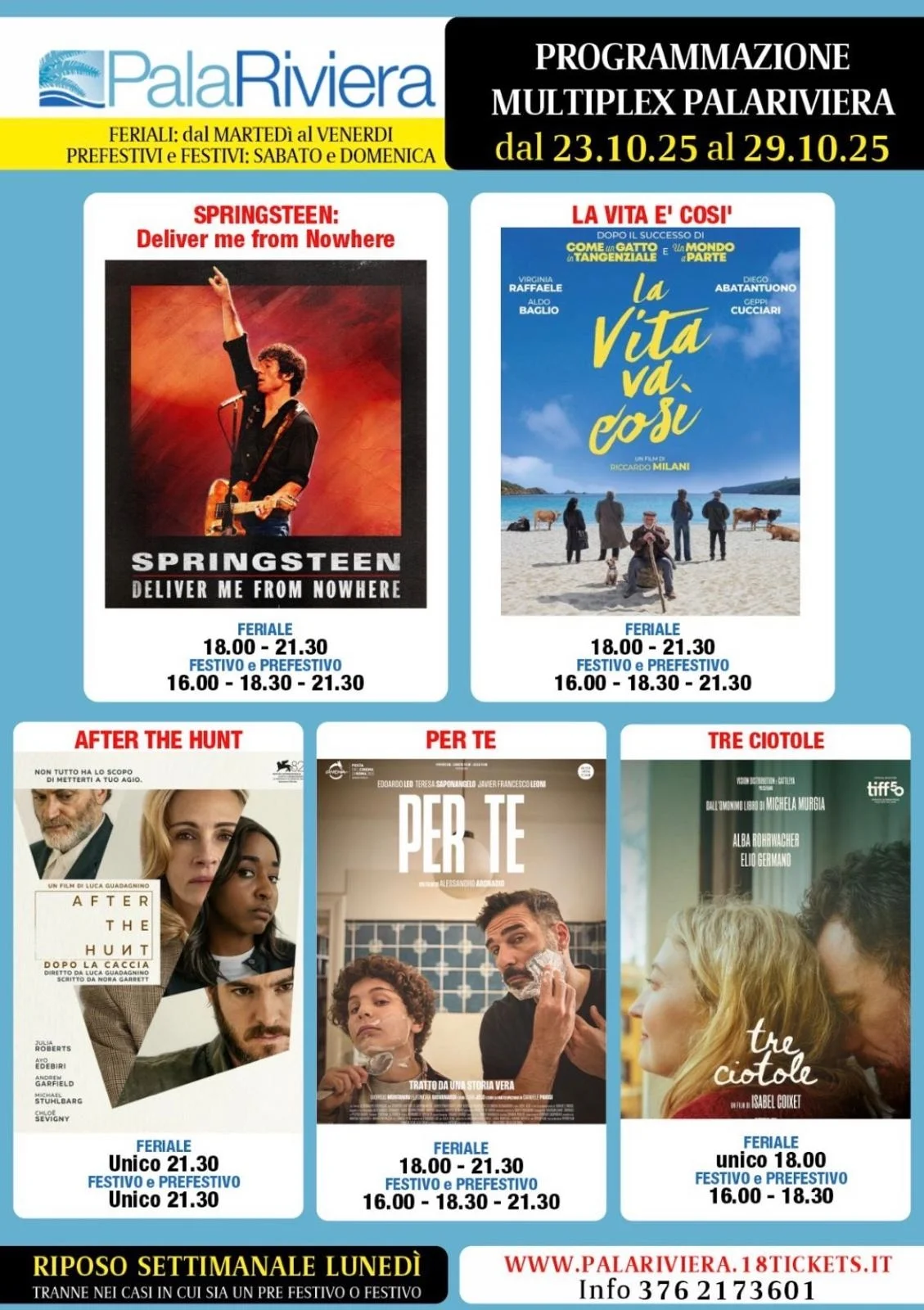 PROGRAMMAZIONE CINEMA  MULTIPLEX PALARIVIERA DI SAN BENEDETTO DEL TRONTO