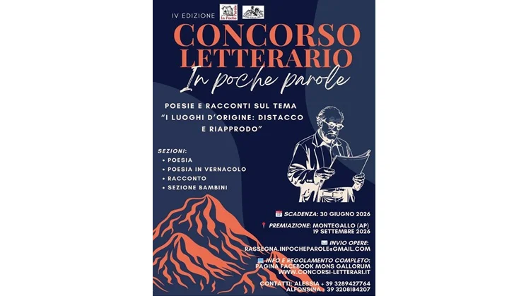 Concorso letterario “IN POCHE PAROLE” dedicato a Francesco Bonelli, quarta edizione 2026