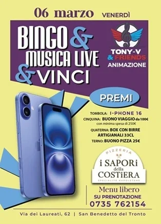Pizzeria I Sapori della Costiera, la Bingo Night è in arrivo il 6 Marzo
