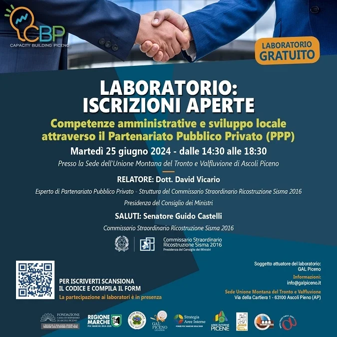 Partenariato Pubblico-Privato: domani laboratorio gratuito all’Unione Montana