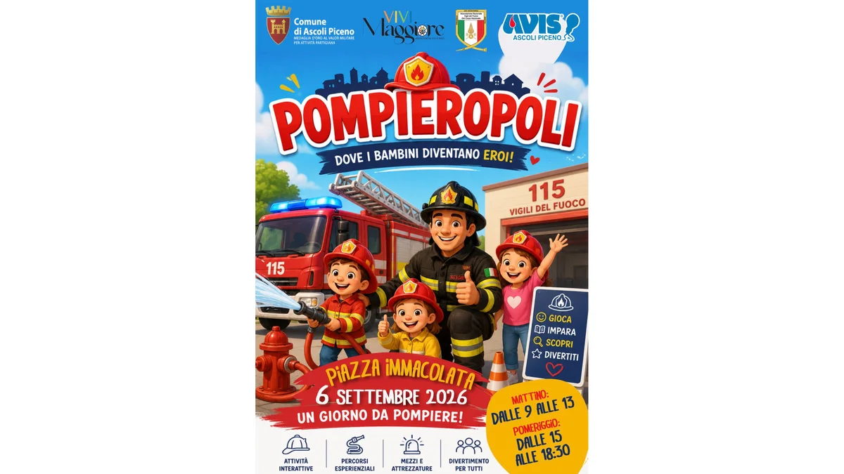 Domenica 6 settembre Piazza Immacolata si trasformerà in una vera e propria "città dei pompieri" con “Pompieropoli”