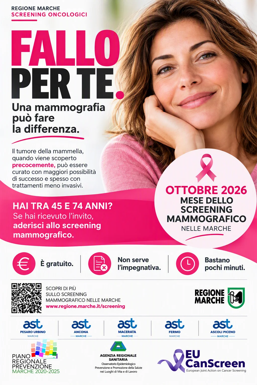 OTTOBRE ROSA: NELLE MARCHE UN MESE DEDICATO ALLA PREVENZIONE DEL TUMORE DELLA MAMMELLA