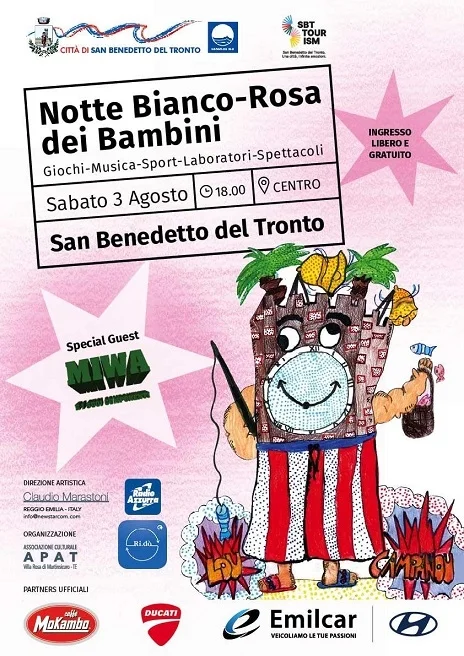 La “Notte Bianco-Rosa dei Bambini” a San Benedetto andrà in scena sabato 3 agosto