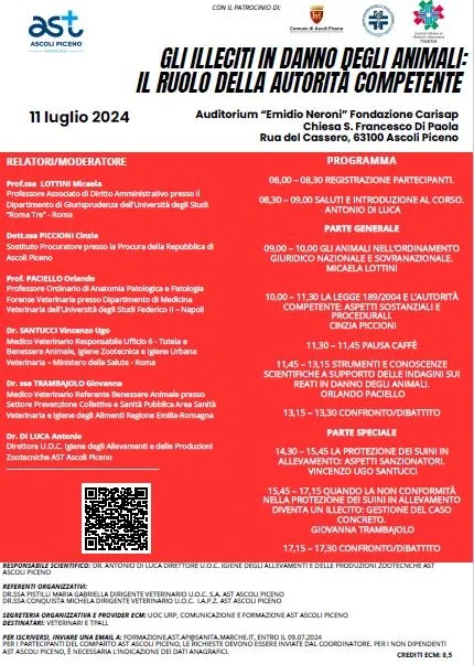 'Gli illeciti in danno degli animali': convegno all'auditorium 'Neroni' di Ascoli per approfondire la normativa