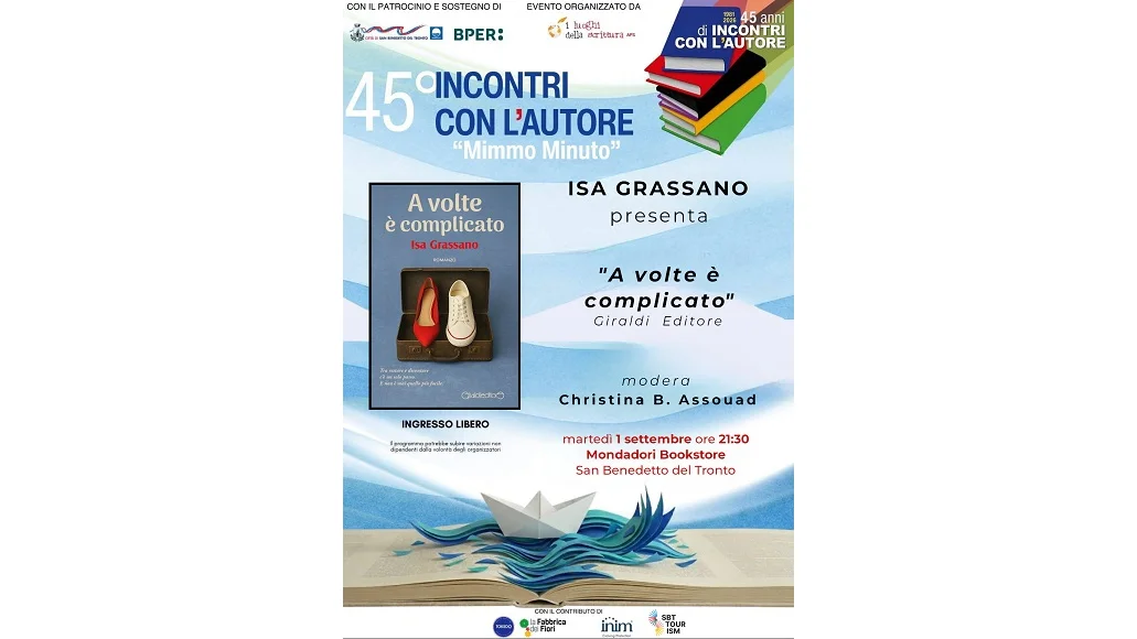Incontri con l'Autore "Mimmo Minuto", ISA GRASSANO presenta A VOLTE È COMPLICATO 