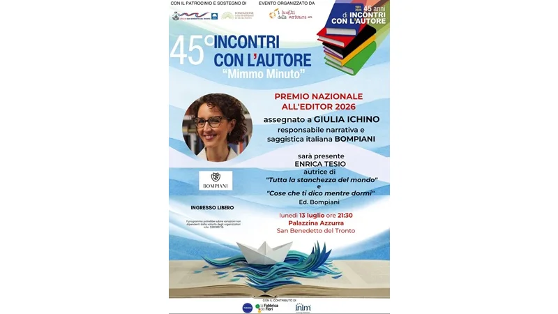 INCONTRI CON L'AUTORE "MIMMO MINUTO, PREMIO NAZIONALE ALL'EDITOR 2026 - GIULIA ICHINO