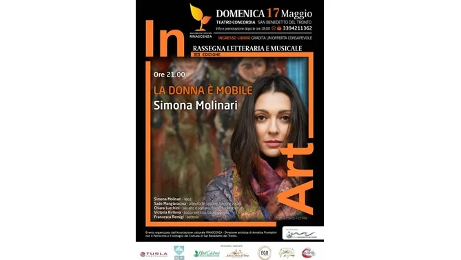 In Art, venerdì 17 maggio in scena Simona Molinari con lo spettacolo “La donna è mobile”