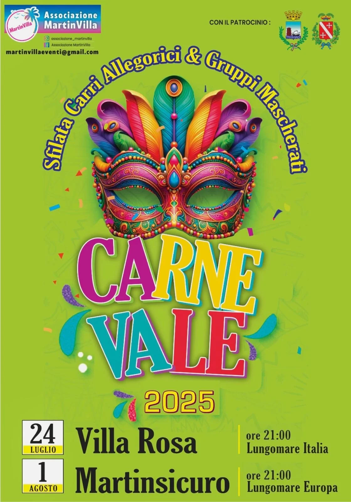 Torna il Carnevale Estivo 2025 a Villa Rosa e Martinsicuro