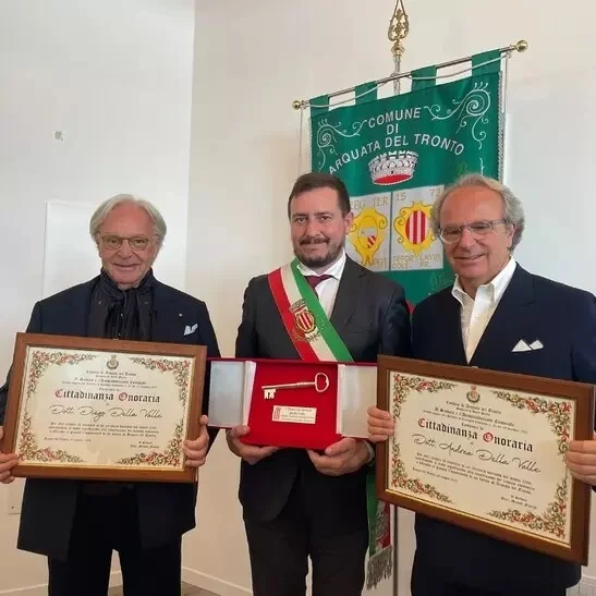 Arquata del Tronto: cittadinanza onoraria ai fratelli Della Valle, Castelli: “Un esempio per il Paese: nelle aree interne è possibile fare impresa di successo"