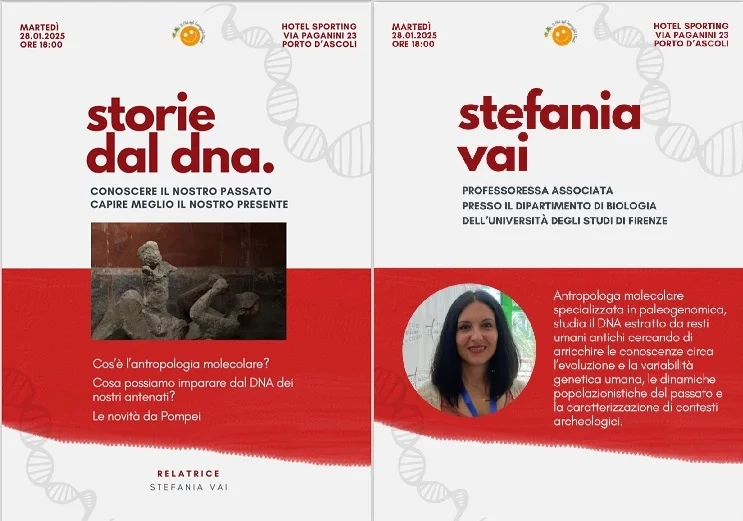 Martedì 28 gennaio presso l'Hotel Sporting appuntamento con "STORIE DAL DNA. CONOSCERE IL NOSTRO PASSATO CAPIRE MEGLIO IL NOSTRO PRESENTE".