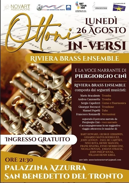 Concerto "Ottoni in-versi", lunedì 26 agosto alla Palazzina Azzurra