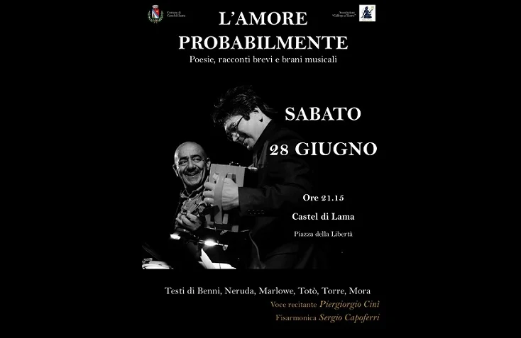 A Castel di Lama in Piazza della Libertà spettacolo "L'amore probabilmente"