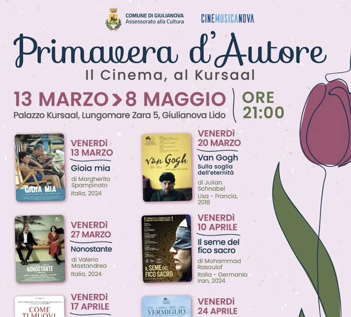 Al via la rassegna cinematografica “Primavera d’autore”. Le proiezioni, ad ingresso libero, si terranno a palazzo Kursaal dal 13 marzo all’ 8 maggio