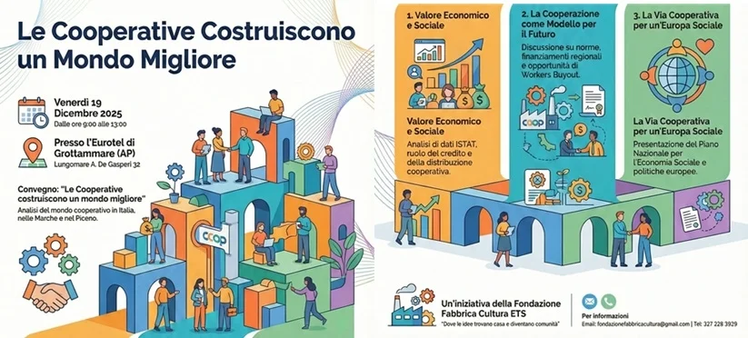 Grottammare ospiterà il convegno dal titolo "Le Cooperative costruiscono un mondo migliore: Il mondo cooperativo in Italia, nelle Marche e nel Piceno"