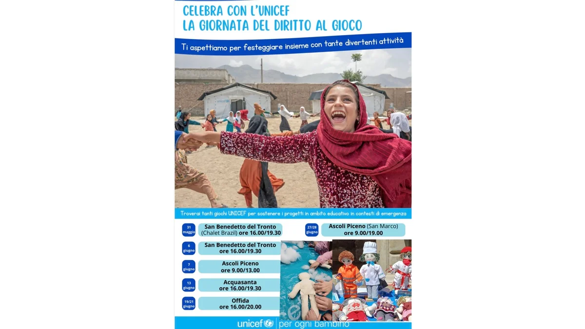 Diritti dell’infanzia: UNICEF Italia celebra il diritto al gioco in oltre  200 piazze in Italia