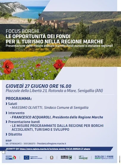FOCUS BORGHI: le opportunita' dei fondi per il Turismo, il 27 giugno a Senigallia